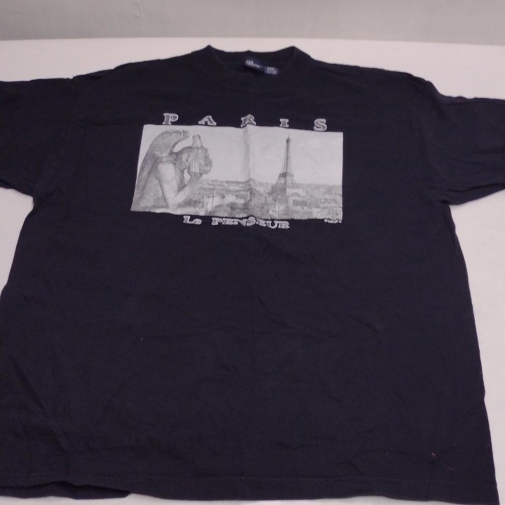 Black Short Sleeve Tee with Grayscale Graphic